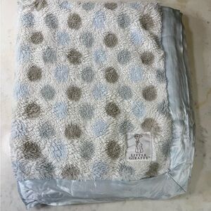 Little Giraffe Luxe Dot Blanket - Cream and Blue